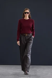TRENDYOLMİLLA Trendyol Studio Burgundy Woolly Crew Neck Soft textured Knitwear Sweater - Image 2