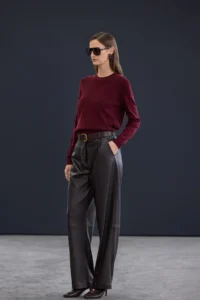 TRENDYOLMİLLA Trendyol Studio Burgundy Woolly Crew Neck Soft textured Knitwear Sweater - Image 3