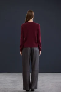 TRENDYOLMİLLA Trendyol Studio Burgundy Woolly Crew Neck Soft textured Knitwear Sweater - Image 4