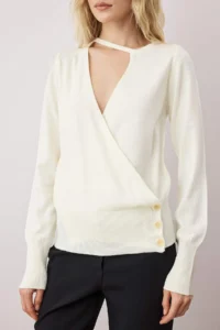 TRENDYOLMİLLA Ecru Double breasted Detailed Knitwear Sweater - Image 3