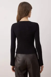 TRENDYOLMİLLA Black Accessory and Cut Out/Window Detailed Knitwear Sweater - Image 4