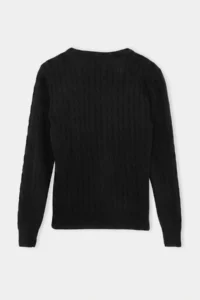 TRENDYOLMİLLA Black At Embroidered V-neck Hair Knitting Knitwear Sweater - Image 7