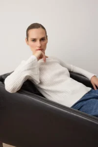TRENDYOLMİLLA Ecru Soft textured Spanish Sleeve Knitwear Sweater