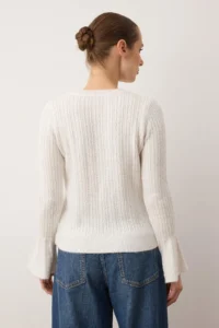 TRENDYOLMİLLA Ecru Soft textured Spanish Sleeve Knitwear Sweater - Image 4