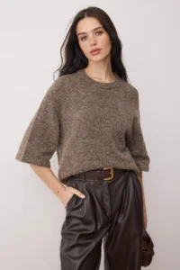 TRENDYOLMİLLA Mink Alpaka Woolly Short Sleeve Knitwear Sweater - Image 3
