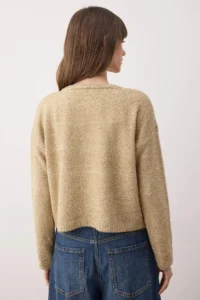 TRENDYOLMİLLA Mink Crop Simli Thread Knitwear Sweater - Image 4
