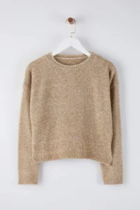 TRENDYOLMİLLA Mink Crop Simli Thread Knitwear Sweater - Image 5