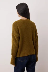 TRENDYOLMİLLA Oil Green Soft textured Woolly Wide Pattern Knitwear Sweater - Image 4