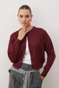 TRENDYOLMİLLA Red Soft textured flower patterned Knitwear Sweater - Image 2