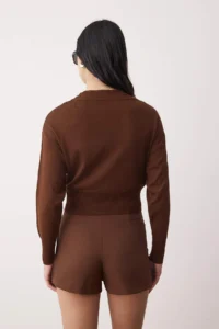 TRENDYOLMİLLA Brown Crew Neck United Blouse-Cardigan Knitwear Sweater - Image 4