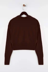TRENDYOLMİLLA Brown Crew Neck United Blouse-Cardigan Knitwear Sweater - Image 7