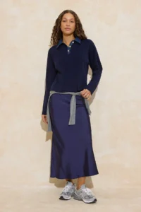 TRENDYOLMİLLA NAVY BLUE*001 DENIM Garnili Polo Shirt Collar  Knitwear Sweater