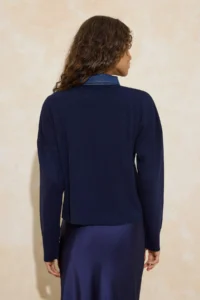 TRENDYOLMİLLA NAVY BLUE*001 DENIM Garnili Polo Shirt Collar  Knitwear Sweater - Image 4