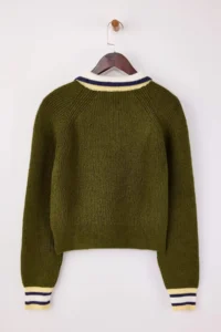 TRENDYOLMİLLA Khaki Soft textured Color Blocked Knitwear Sweater - Image 3