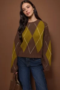 TRENDYOLMİLLA Brown Soft textured Baklava Patterned Knitwear Sweater - Image 5