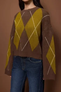 TRENDYOLMİLLA Brown Soft textured Baklava Patterned Knitwear Sweater - Image 7
