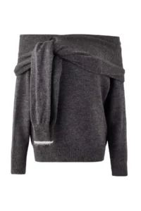 TRENDYOLMİLLA Anthracite Soft textured Madonna Collar tied up Knitwear Sweater - Image 3