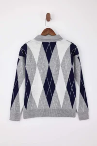 TRENDYOLMİLLA Gray Baklava Patterned Wide Pattern Knitwear Sweater - Image 6