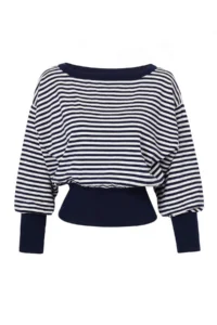 TRENDYOLMİLLA NAVY BLUE*001 Striped Soft textured Boat Neck Knitwear Sweater - Image 5