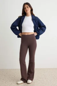 TRENDYOLMİLLA Brown-Black flared leg 2 Sets Paket Pants - Image 2
