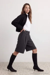 TRENDYOLMİLLA Anthracite Melange LONG Material Shorts & Bermuda - Image 2