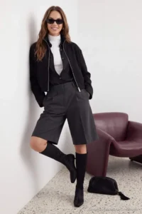 TRENDYOLMİLLA Anthracite Melange LONG Material Shorts & Bermuda - Image 3