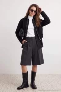 TRENDYOLMİLLA Anthracite Melange LONG Material Shorts & Bermuda - Image 6