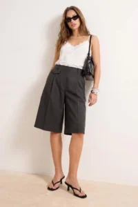 TRENDYOLMİLLA Anthracite Melange LONG Material Shorts & Bermuda - Image 7