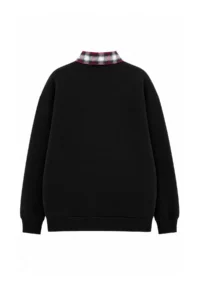 TRENDYOLMİLLA Black Weaving Garni Detailed Oversized Pattern Polo Shirt Collar Thick Fleece Knitting Sweatshirt - Image 8