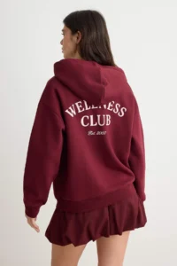 TRENDYOLMİLLA Burgundy Embroidered Oversized/Wide Pattern Thick Knitting Sweatshirt with Fleece Inside - Image 4