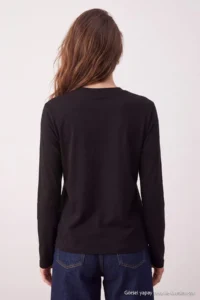 TRENDYOLMİLLA Black-WHITE 2 Sets Paket 100% Cotton Regular Pattern Long Sleeve High Neck Knitting T-Shirt - Image 10