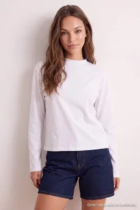 TRENDYOLMİLLA Black-WHITE 2 Sets Paket 100% Cotton Regular Pattern Long Sleeve High Neck Knitting T-Shirt - Image 11