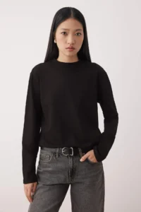 TRENDYOLMİLLA Black-WHITE 2 Sets Paket 100% Cotton Regular Pattern Long Sleeve High Neck Knitting T-Shirt - Image 14