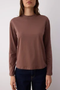 TRENDYOLMİLLA Brown-BEIGE 2 Sets Paket 100% Cotton Regular Pattern Long Sleeve High Neck Knitting T-Shirt - Image 6