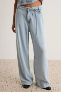 TRENDYOLMİLLA Light BLUE 100% Tencel Blouse Wide Leg jeans DENIM Bottom - Top Set - Image 5
