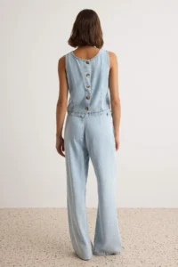 TRENDYOLMİLLA Light BLUE 100% Tencel Blouse Wide Leg jeans DENIM Bottom - Top Set - Image 6