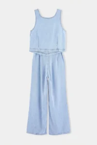 TRENDYOLMİLLA Light BLUE 100% Tencel Blouse Wide Leg jeans DENIM Bottom - Top Set - Image 7