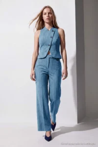 TRENDYOLMİLLA NAVY BLUE Striped Vest PantolonDokuma Bottom - Top Set - Image 13