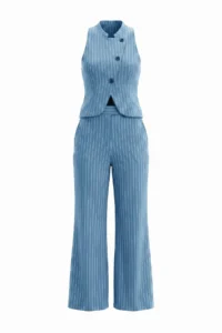 TRENDYOLMİLLA NAVY BLUE Striped Vest PantolonDokuma Bottom - Top Set - Image 16