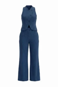 TRENDYOLMİLLA NAVY BLUE Striped Vest PantolonDokuma Bottom - Top Set - Image 6