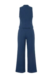 TRENDYOLMİLLA NAVY BLUE Striped Vest PantolonDokuma Bottom - Top Set - Image 8
