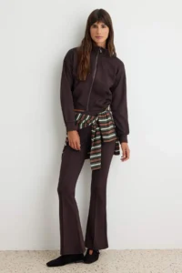 TRENDYOLMİLLA Brown Fitted ribbed flared leg Flexible Knitting Bottom - Top Set