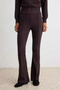 TRENDYOLMİLLA Brown Fitted ribbed flared leg Flexible Knitting Bottom - Top Set - Image 3