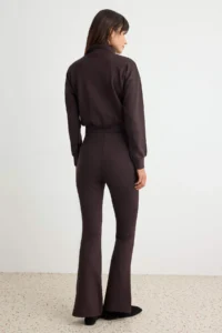 TRENDYOLMİLLA Brown Fitted ribbed flared leg Flexible Knitting Bottom - Top Set - Image 4
