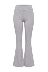 TRENDYOLMİLLA Gray Melange Fitted Hooded flared leg Flexible Knitting Bottom - Top Set - Image 9