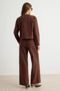 TRENDYOLMİLLA Brown Button Detailed Jacket jeans DENIM Bottom - Top Set - Image 4
