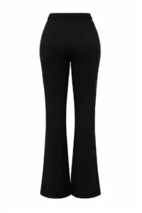 TRENDYOLMİLLA Black Printed Regular/Normal Pattern Asymmetric Collar Soft Touch Knitting Bottom - Top Set - Image 9