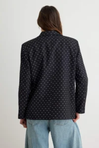 TRENDYOLMİLLA Black WHITE Polka Dot Oversized Blazer Jacket - Image 4