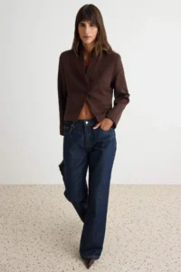 TRENDYOLMİLLA Dark Brown V-neck Short Blazer Jacket - Image 2