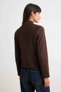 TRENDYOLMİLLA Dark Brown V-neck Short Blazer Jacket - Image 4